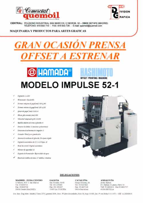 Oferta Quemoil PRENSA OFFSET A ESTRENAR